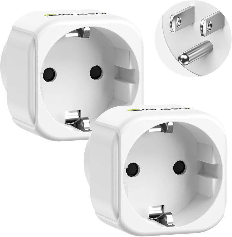Lencent 2 Pack Europe to US Plug Adapter,European to USA Adapter, American Outlet Plug Adapter, EU to US Adapter, Europe to USA Travel Plug Converter - Image 1