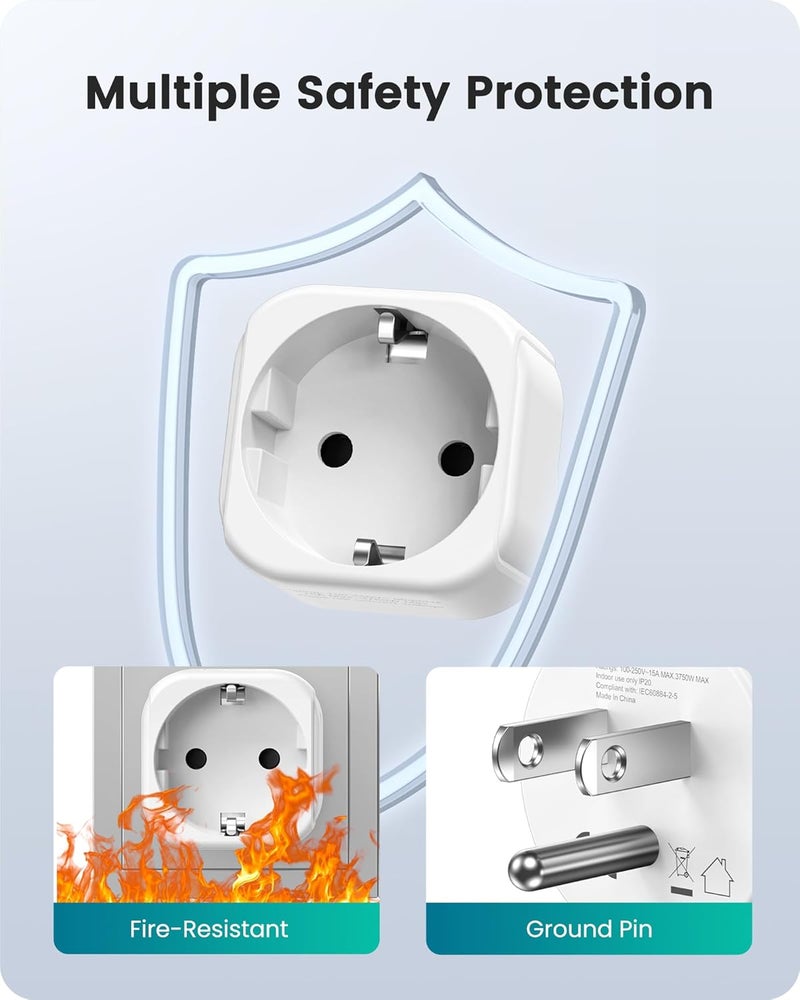 Lencent 2 Pack Europe to US Plug Adapter,European to USA Adapter, American Outlet Plug Adapter, EU to US Adapter, Europe to USA Travel Plug Converter - Image 4