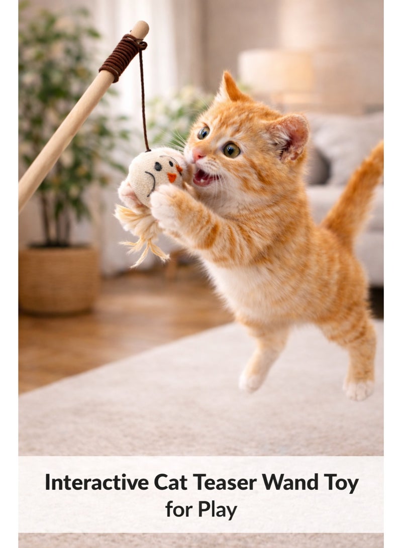 Petto Cat Teaser Toy – Interactive Wand with Plush Chick Attachment - Image 1