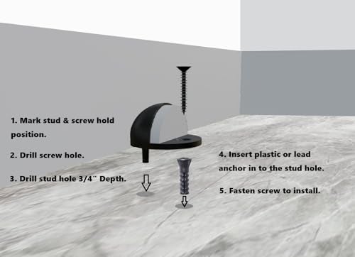 QCAA Low Dome Floor Door Stop H 254 x Diameter 445mm Zinc Die Cast Matte Black 12 Pack Made in Taiwan - Image 3