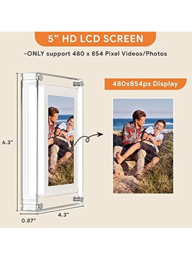 5 Inch Digital Picture Frame Acrylic Video Frame 4GB Memory 1000mAh Built in Battery Home Decor Heartfelt Gift - Image 2