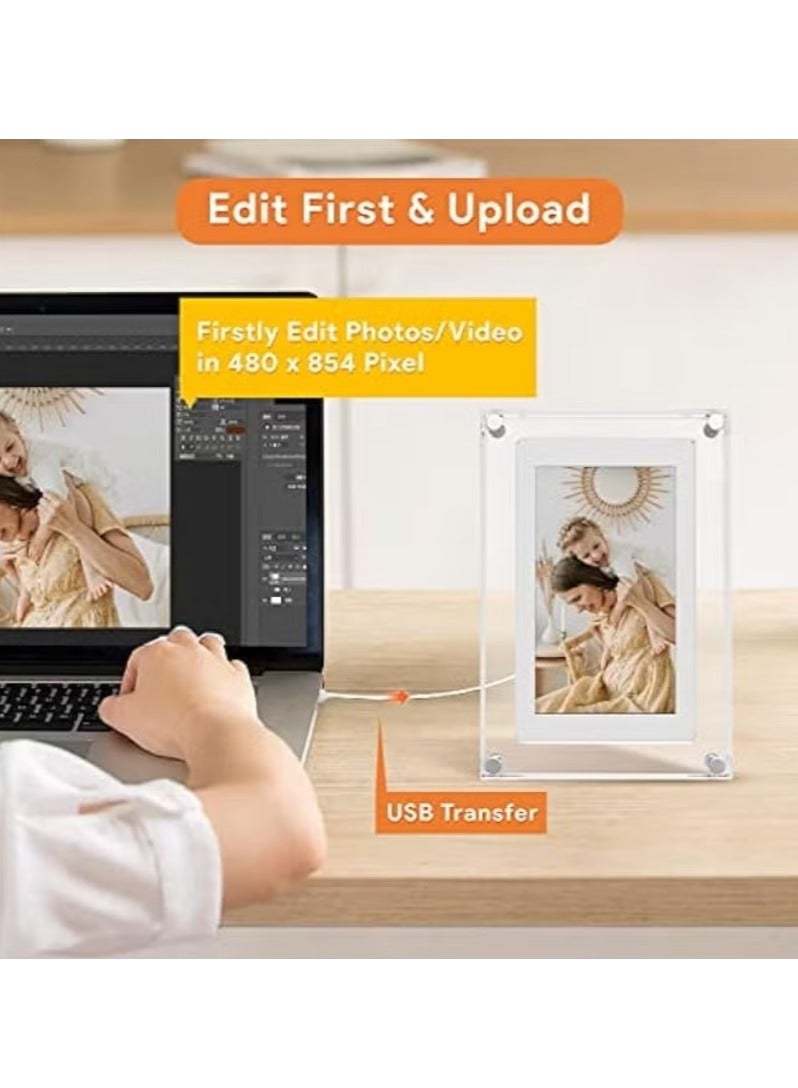 5 Inch Digital Picture Frame Acrylic Video Frame 4GB Memory 1000mAh Built in Battery Home Decor Heartfelt Gift - Image 4