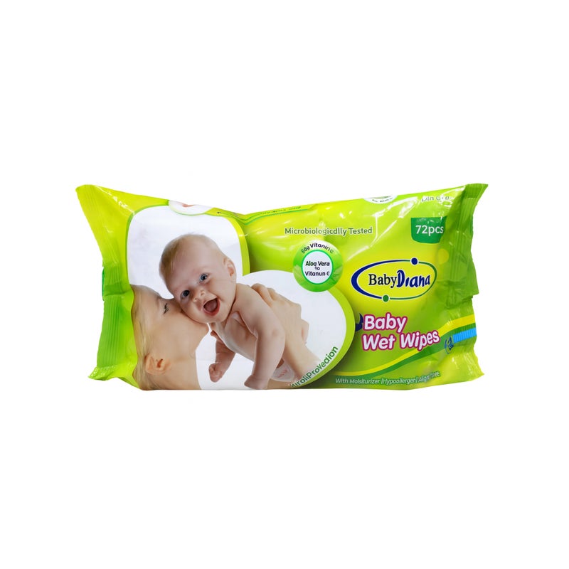 Baby Diana Aloe Vera Baby Wet Wipes - Gentle Care for Soft Skin, 72 Pieces - Image 1
