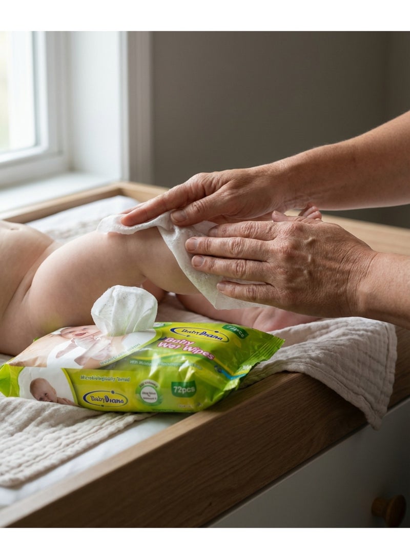 Baby Diana Aloe Vera Baby Wet Wipes - Gentle Care for Soft Skin, 72 Pieces - Image 3