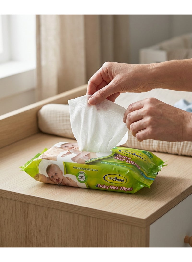 Baby Diana Aloe Vera Baby Wet Wipes - Gentle Care for Soft Skin, 72 Pieces - Image 4