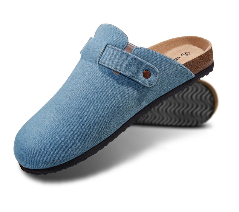 KEMISANT Men Clogs-Comfortable Suede Mules Slippers Sandals Nurse Potato Shoes Unisex-Cushioned Cork-Footbed(Purplish Blue-5 Women/3 Men) - Image 1
