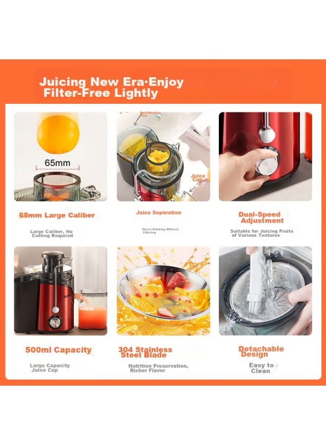 Supor Juicer With Pulp Separation, Multifunctional Food Processor, Home-use Fresh Juice Maker, Electric Fruit And Vegetable Juicer, Fruit Blender, Tje06a, Qixi Valentine's Day Gift - Image 1