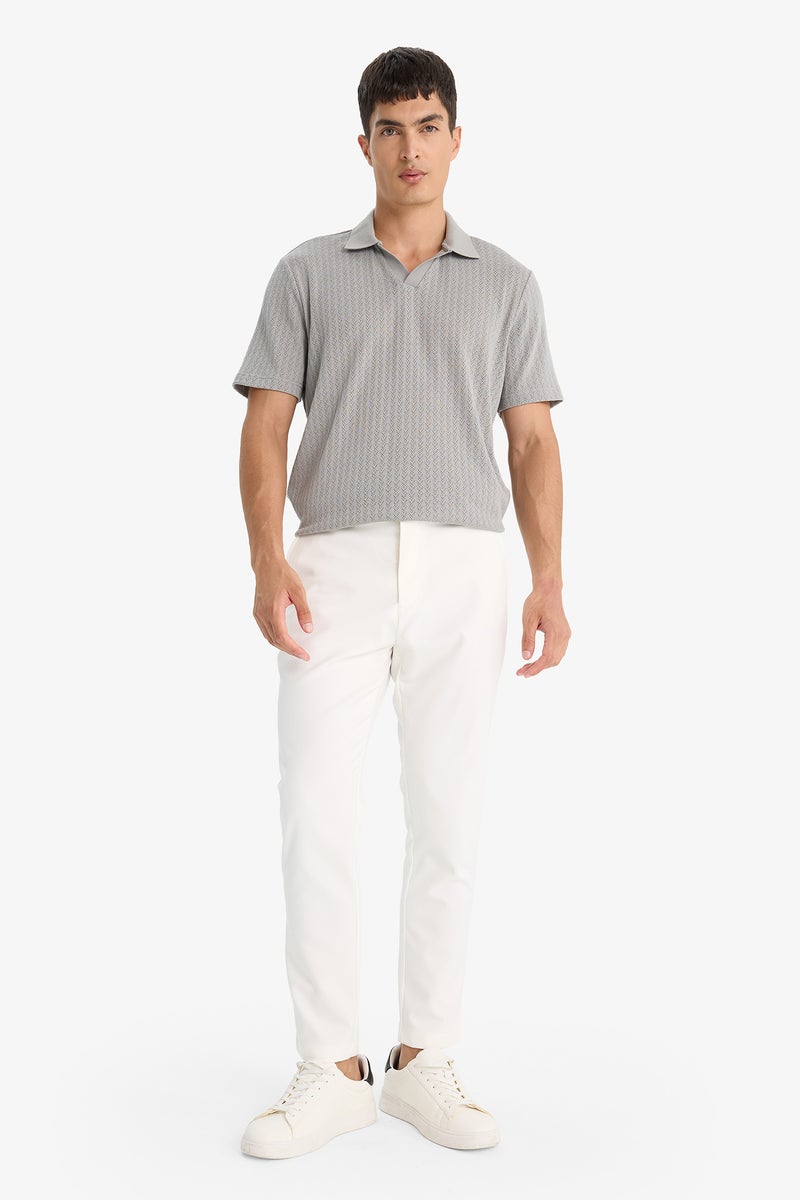 DeFacto Grey Man Knitwear Look Short Sleeve Polo T-Shirt Casual - Image 2