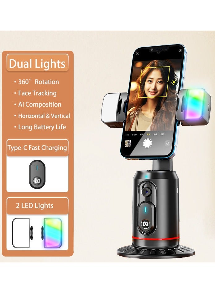 Auto Face Tracking Tripod, 360° Rotation Auto Tracking Phone Holder Track Camera Mount with Remote, No App, Gesture Control, Moving Tripod for Vlog Live Streaming Video Recording Tiktok - Image 1