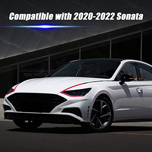 TOMALL تومال 2 زوج من أفلام تظليل المصابيح الجانبية والمرايا الخلفية متوافقة مع هيونداي سوناتا 2020-2022 مع ملصقات حذف حواف العنبر (أحمر) - Image 2