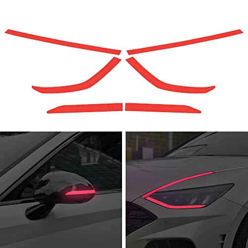 TOMALL تومال 2 زوج من أفلام تظليل المصابيح الجانبية والمرايا الخلفية متوافقة مع هيونداي سوناتا 2020-2022 مع ملصقات حذف حواف العنبر (أحمر) - Image 1