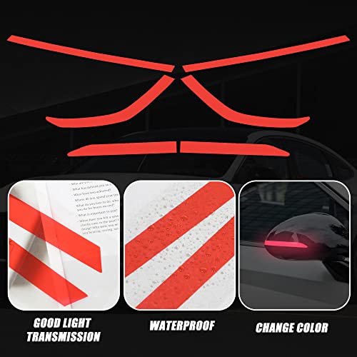 TOMALL تومال 2 زوج من أفلام تظليل المصابيح الجانبية والمرايا الخلفية متوافقة مع هيونداي سوناتا 2020-2022 مع ملصقات حذف حواف العنبر (أحمر) - Image 3