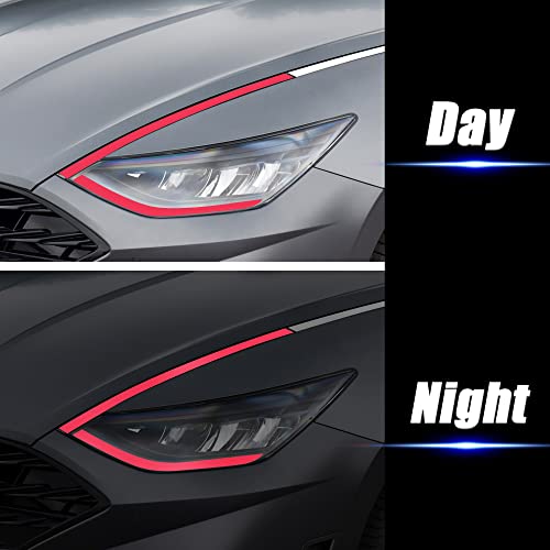 TOMALL تومال 2 زوج من أفلام تظليل المصابيح الجانبية والمرايا الخلفية متوافقة مع هيونداي سوناتا 2020-2022 مع ملصقات حذف حواف العنبر (أحمر) - Image 4
