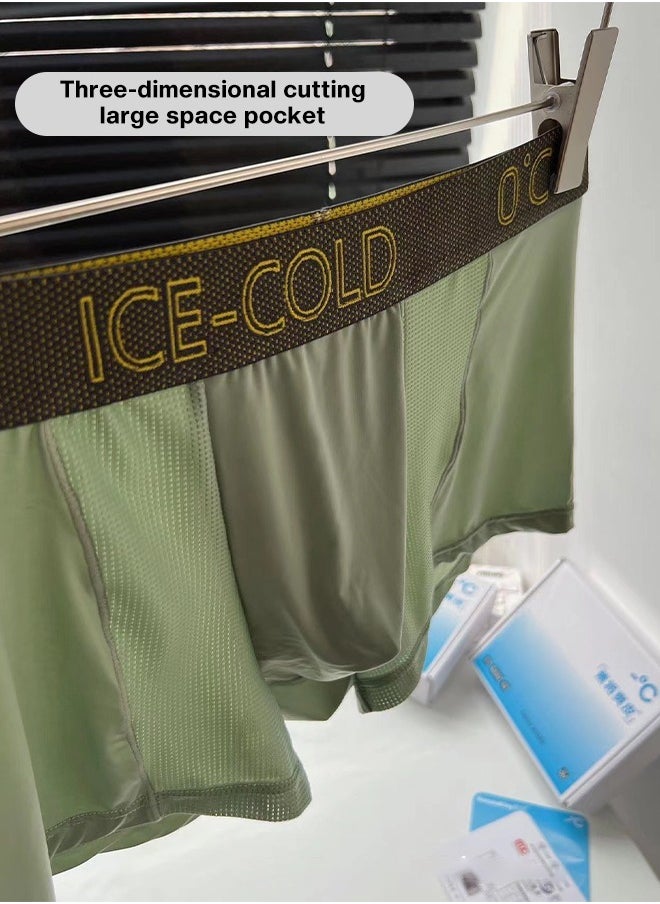 Joychic - 3-Piece Ice Silk Medium Waist Panties Breathable Quick-drying Men’s Teenager Boys Boxer Brief Antibacterial Underwear Set Black+Green+Light Grey - Image 1