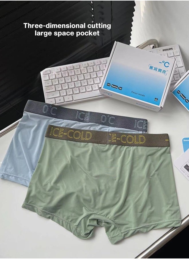 Joychic - 3-Piece Ice Silk Medium Waist Panties Breathable Quick-drying Men’s Teenager Boys Boxer Brief Antibacterial Underwear Set Black+Green+Light Grey - Image 1