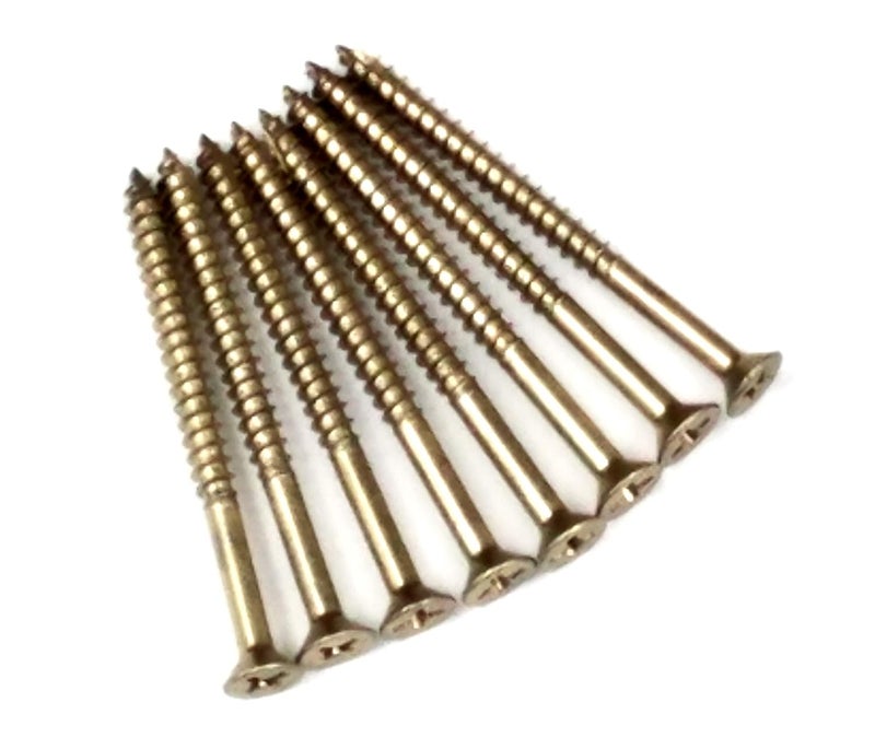 Hinge Outlet Wood Screws, Heavy-Duty Screws for Doors, Cabinets, Furniture & DIY Projects (Polished Brass,9 X 3 Inch, 24 Pack) - Image 1