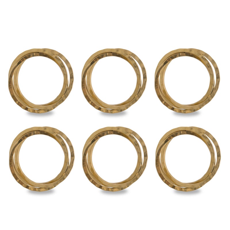 DII Decorative Basic Intertwined Napkin Ring Set Gold 6 Count - Image 2