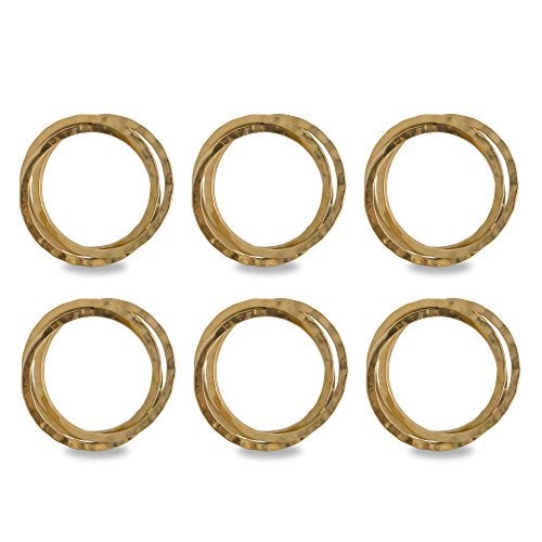 DII Decorative Basic Intertwined Napkin Ring Set Gold 6 Count - Image 1