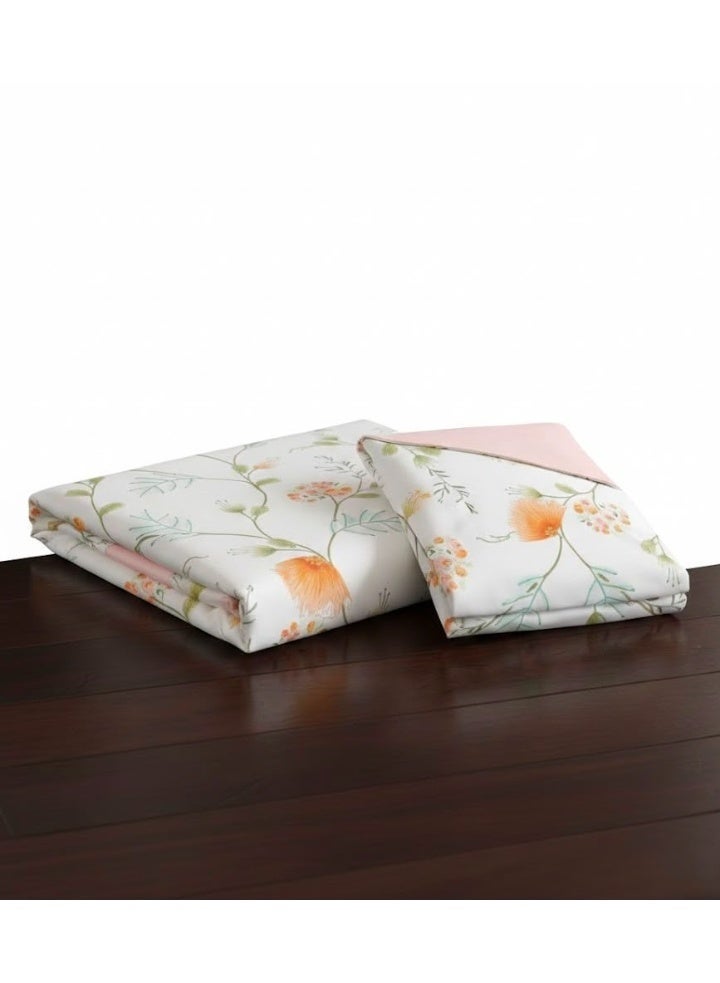 3-Piece 150 GSM Microfiber King Size Bed Sheet Set - Elegant Orange Floral Botanical Print, Includes 1 Flat Sheet (270x250 CM) & 2 Pillowcases (50x75 CM) - Image 5