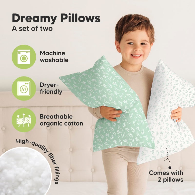 KeaBabies 2-Pack Toddler Pillow 13x18 - Soft Organic Cotton Kids Travel Bed Pillows for Sleeping, School, Nap, Machine Washable, Toddlers 2 to 5, Pillowcase Sold Separately (DinoLand) - Image 4