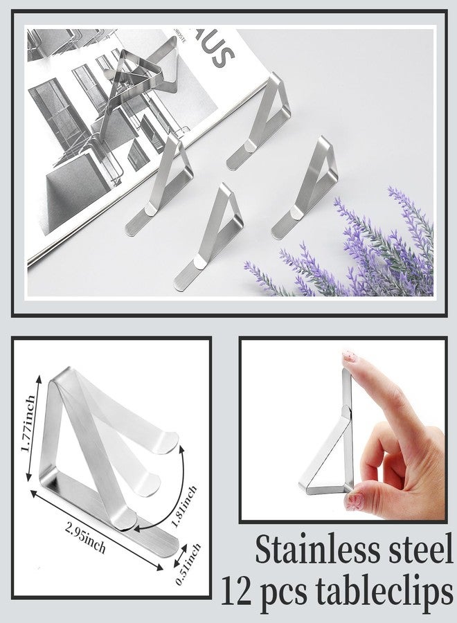 T-Antrix 12 Pack Tablecloth Clips- Picnic Table Cloth Clips- Stainless Steel Table Cloth Cover Clamps- Table Clips for Restaurant Picnics Marquees Weddings Graduation Party- Fits Up to 1.7” Thick Tables - Image 2