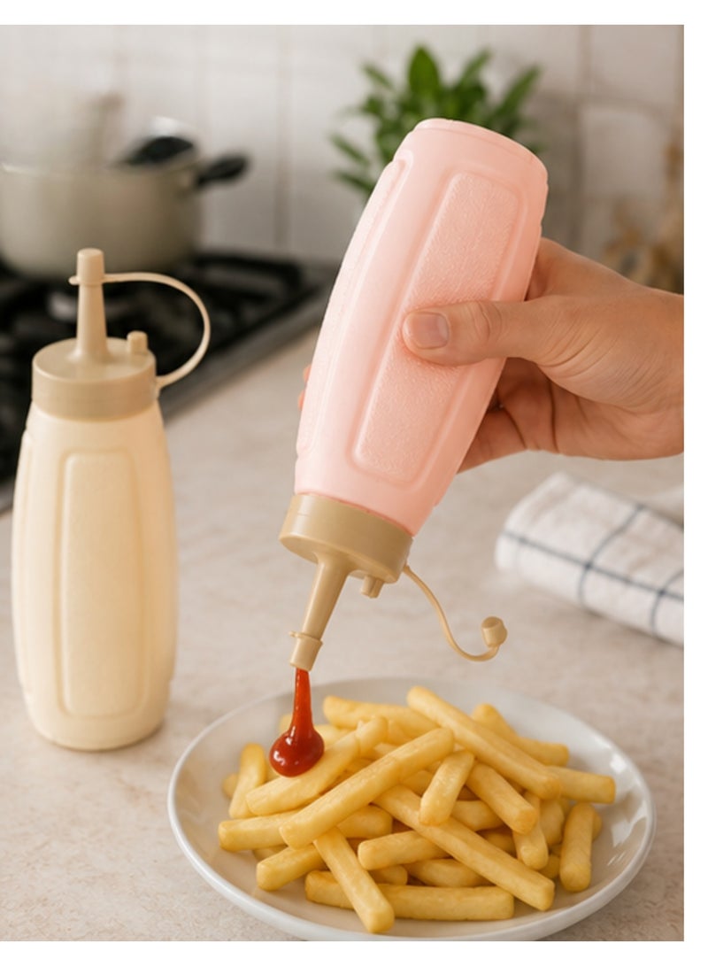 2-Piece Refillable Kitchen Sauce Dispenser Bottles – Leak-Proof Ketchup & Mayonnaise Squeeze Bottles, BPA-Free Food-Grade Plastic - Image 2