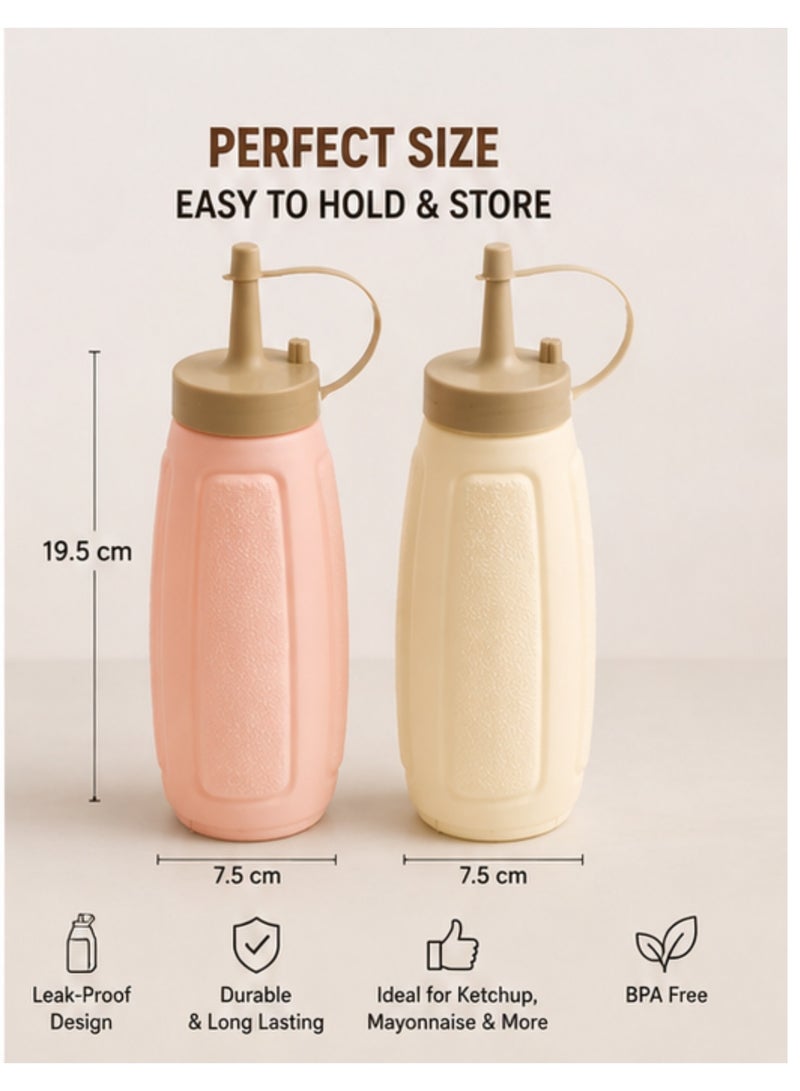 2-Piece Refillable Kitchen Sauce Dispenser Bottles – Leak-Proof Ketchup & Mayonnaise Squeeze Bottles, BPA-Free Food-Grade Plastic - Image 3