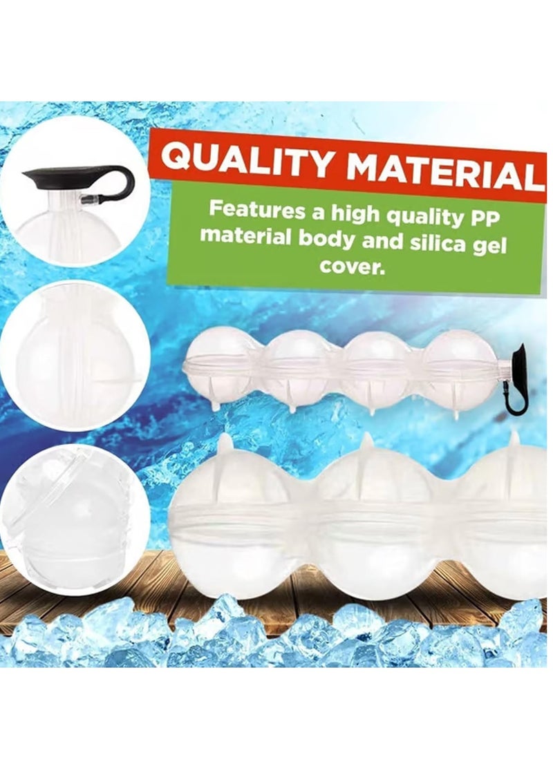 Bukela - 4-Hole Ice Ball Maker, Round Ice Cube Mold, Clear Ice Cube Maker, Leak-Free Round Ice Cube Mold with Clip, Easy Fill & Release Ice Ball Maker - Image 1