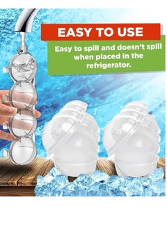 Bukela 4-Hole Ice Ball Maker, Round Ice Cube Mold, Clear Ice Cube Maker, Leak-Free Round Ice Cube Mold with Clip, Easy Fill & Release Ice Ball Maker  - Image 4