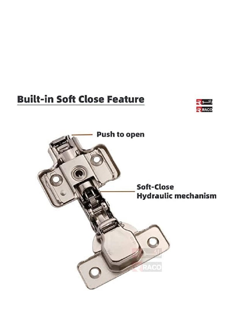 RACO RACO Soft Close Cabinet Hinges Cabinets Door Multi Way Adjustability For Kitchen Folding Door Cup Board, Wardrobe -With Plate & Screw for Easy Installation Pack of 2 (Half overlay (B-type))  - Image 3