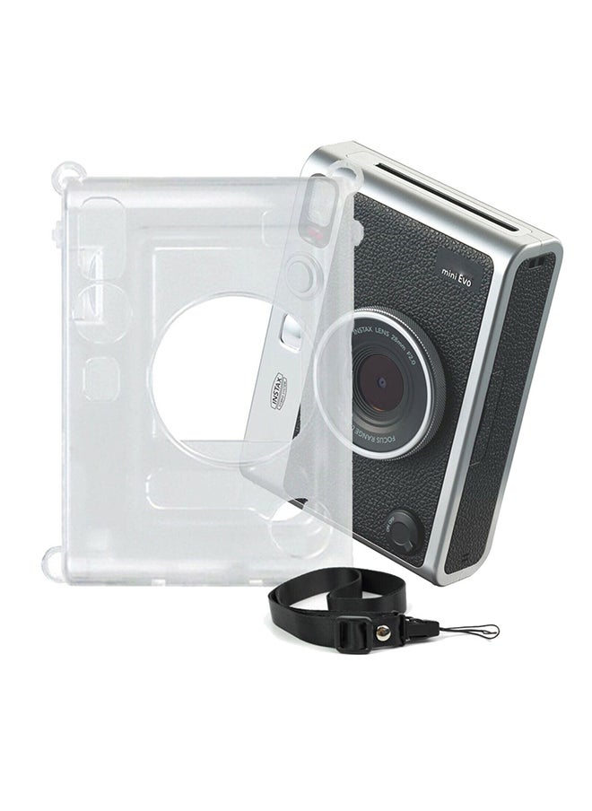 O Ozone Case for Fujifilm Instax Mini EVO Case, Crystal PVC Instant Camera Protective Hard Carrying Cover with Adjustable Shoulder Strap-Clear  - Image 1