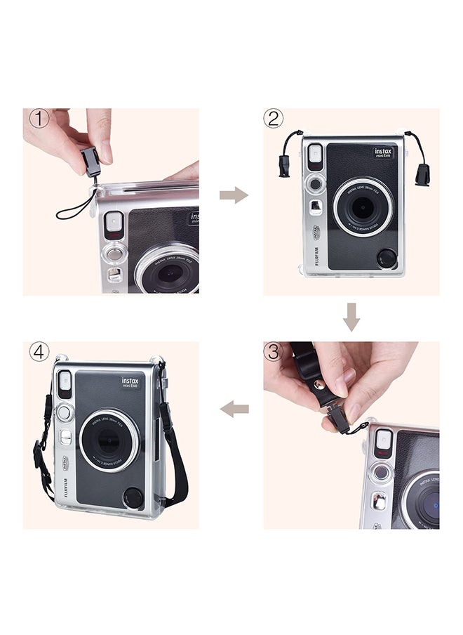 O Ozone - Case for Fujifilm Instax Mini EVO Case, Crystal PVC Instant Camera Protective Hard Carrying Cover with Adjustable Shoulder Strap-Clear - Image 1