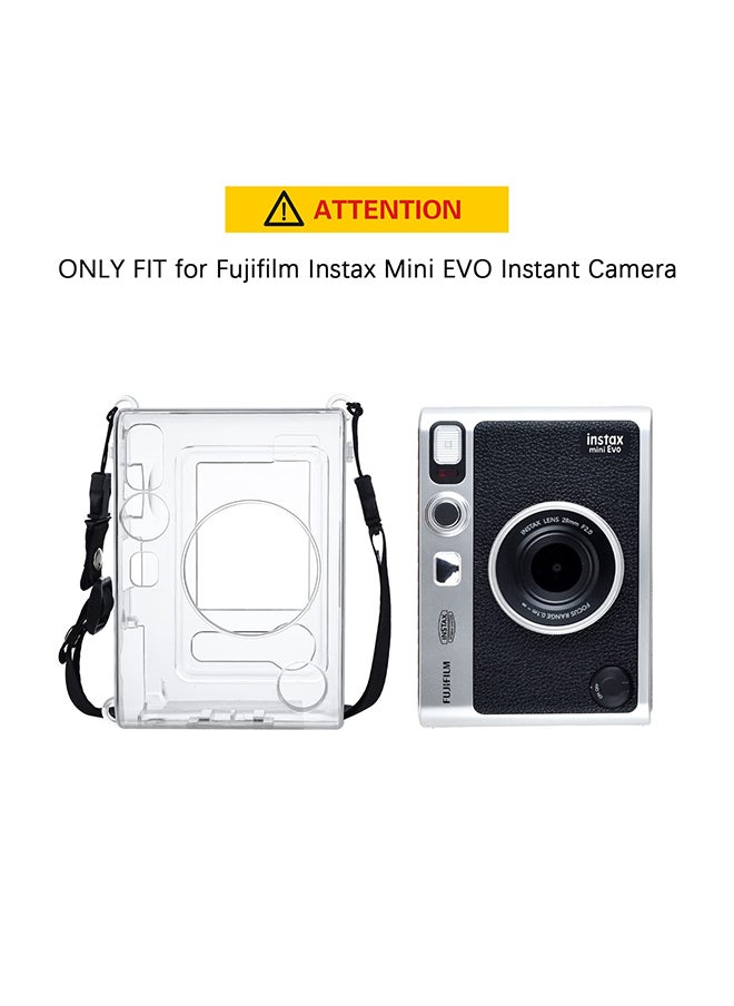 O Ozone Case for Fujifilm Instax Mini EVO Case, Crystal PVC Instant Camera Protective Hard Carrying Cover with Adjustable Shoulder Strap-Clear  - Image 2