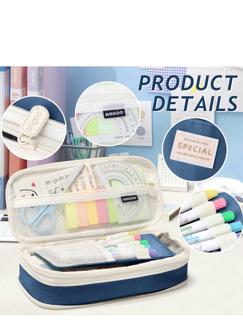 TRASSLE Big Capacity Pencil Pen Case Bag with Zipper Office College School Storage Large Capacity Bag Pouch Holder Box Organizer Colorful  - Image 3
