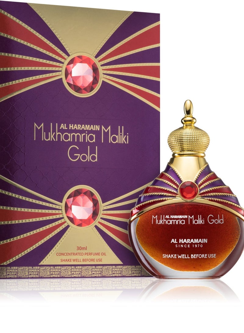 Al Haramain Mukhamria Maliki Gold 30ml,   1.01oz, Non-Alcoholic Unisex Perfume Oil Attar - Image 1