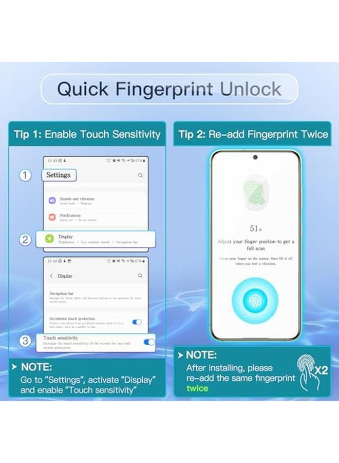 جي تيك واقي شاشة الخصوصية لهاتف Samsung Galaxy S24 5G مقاس 6.2 بوصة، غشاء زجاجي مقوى مضاد للتجسس، متوافق مع معرف بصمة الإصبع، عبوة من قطعتين - Image 2