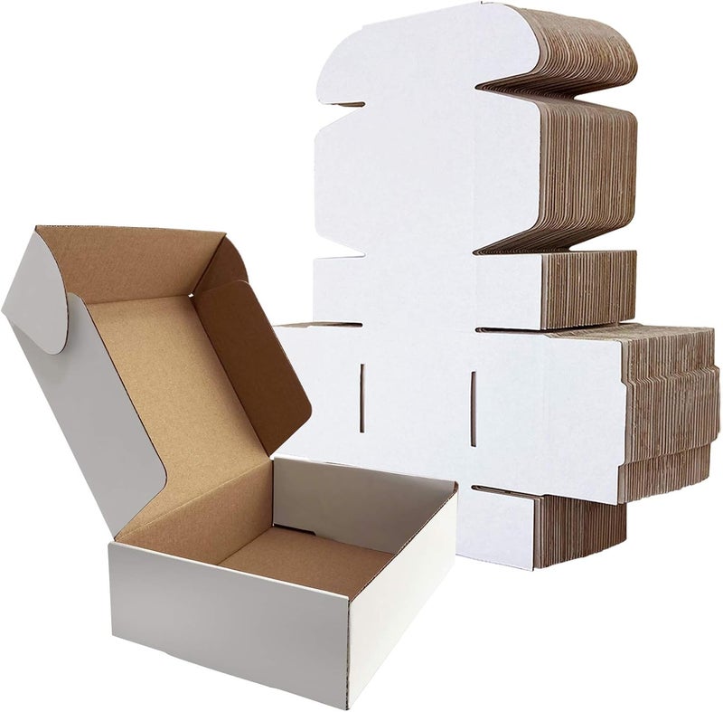 RLAVBL 25 Pack 178x127x51 mm (7x5x2 in) Shipping Boxes Small White Corrugated Cardboard Box for Packing Mailing - Image 1