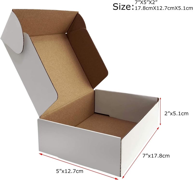 RLAVBL 25 Pack 178x127x51 mm (7x5x2 in) Shipping Boxes Small White Corrugated Cardboard Box for Packing Mailing - Image 2