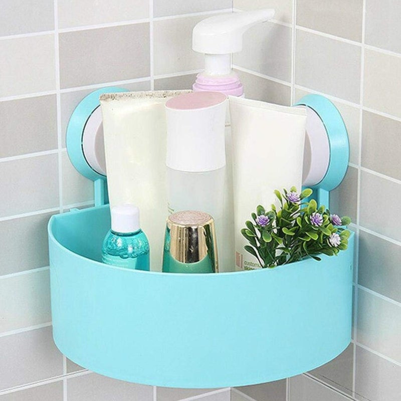 N M Z ABS Plastic Strong Suction Cup Fiber and PVC Triangle Bathroom, Kitchen Corner Wall Hanging Storage Organizer 19 X 18 X 8 cm, Multicolour - Image 5