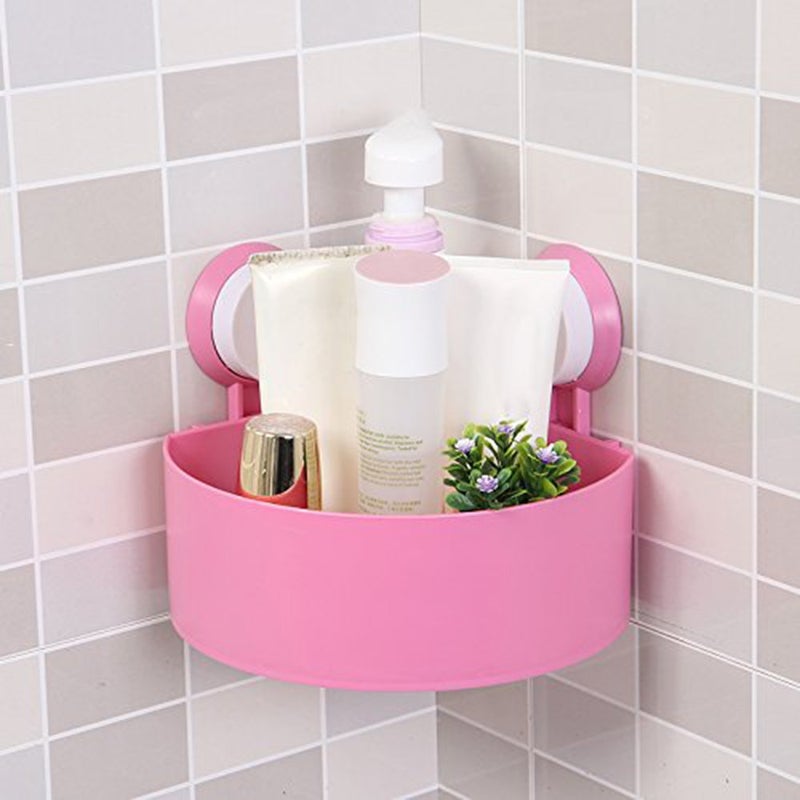 N M Z ABS Plastic Strong Suction Cup Fiber and PVC Triangle Bathroom, Kitchen Corner Wall Hanging Storage Organizer 19 X 18 X 8 cm, Multicolour - Image 3