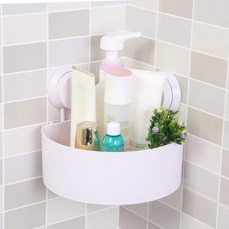 N M Z ABS Plastic Strong Suction Cup Fiber and PVC Triangle Bathroom, Kitchen Corner Wall Hanging Storage Organizer 19 X 18 X 8 cm, Multicolour - Image 4