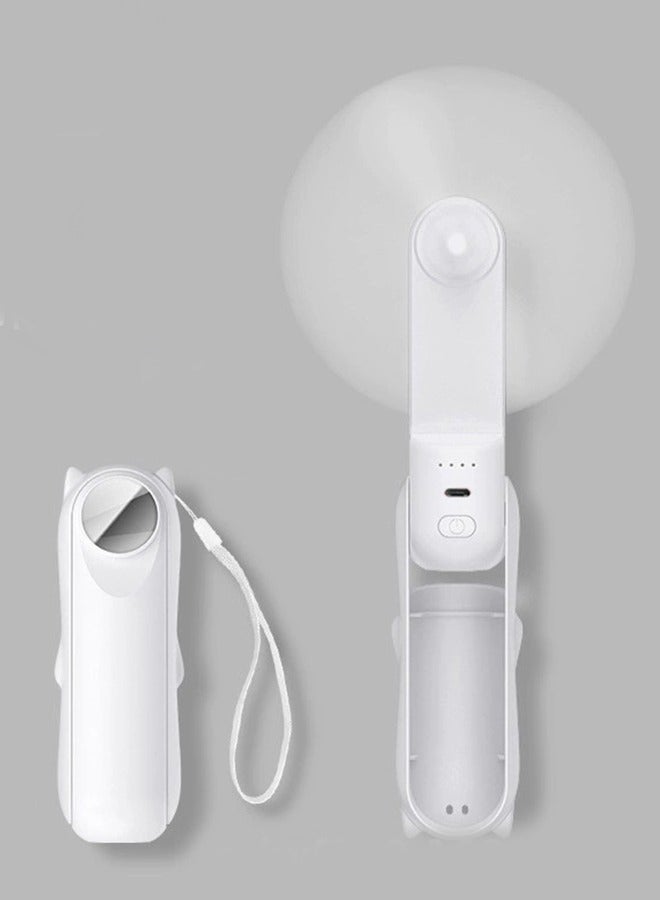 عام مروحة ميني ميدانية - مروحة جيب قابلة لإعادة الشحن مع 3 سرعات ، قابلة للطي ، بنك الطاقة ، المرآة - أساسيات السفر للنساء - Image 1