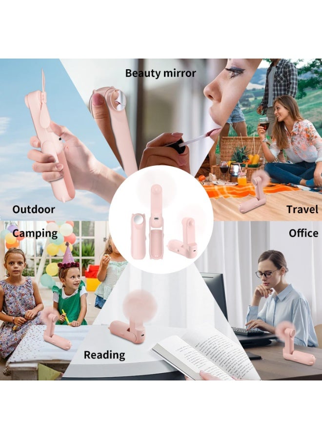 عام مروحة ميني ميدانية - مروحة جيب قابلة لإعادة الشحن مع 3 سرعات ، قابلة للطي ، بنك الطاقة ، المرآة - أساسيات السفر للنساء - Image 4