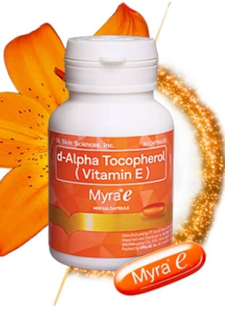 Myra E Myra E Vitamin E 400 IU Capsules – Glowing Skin & Hair Health | d-Alpha Tocopherol | 30 Capsules  - Image 2
