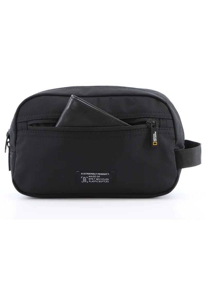 ناشيونال چيوغرافيك National Geographic Mutation Toiletry Bag Black, Travel Pouch, Everyday Kit, Portable Organizer Sustainable Bag for Men and Women, School Travel College