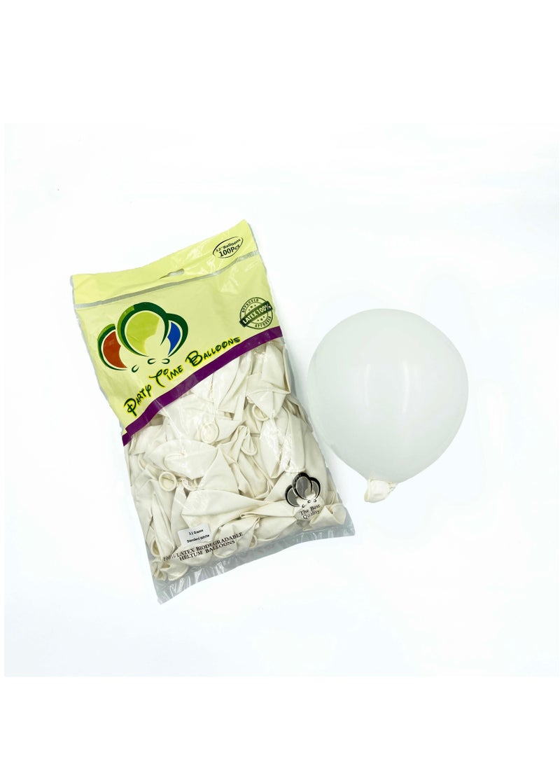 Party Time 100pcs 12inch Standard White Latex Balloons High Quality Balloons Party Supplies - Image 1