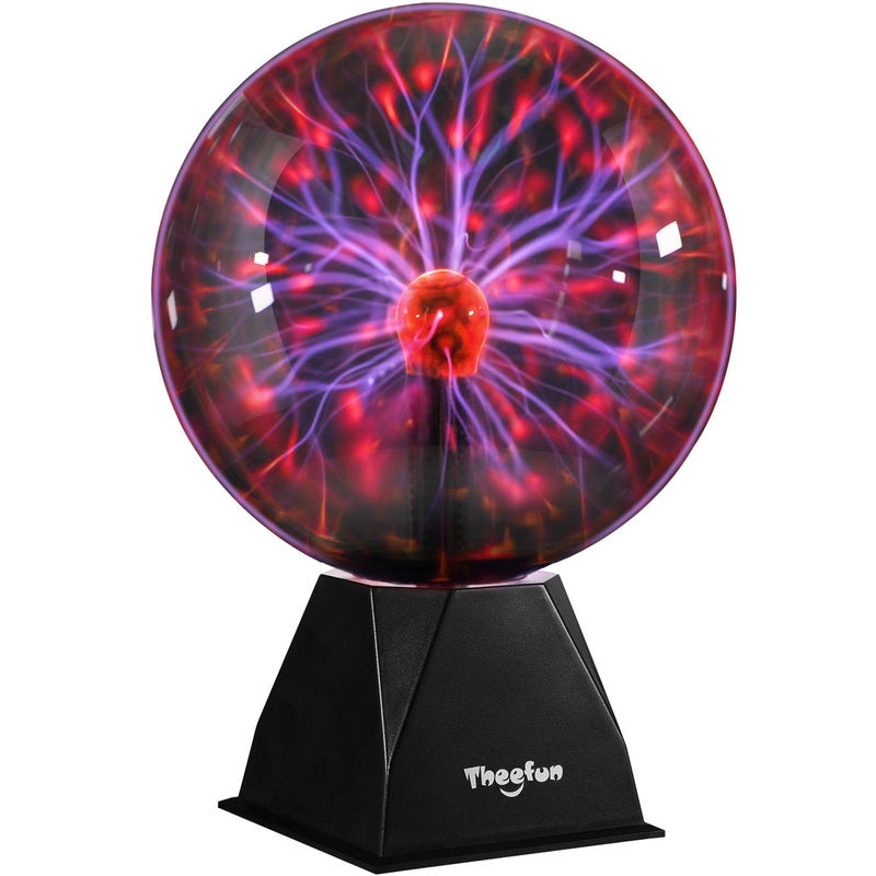 Theefun Plasma Ball: 8 Inch Plasma Globe Touch & Sound Sensitive Plasma Ball Lamp Electric Ball Lightning Novelty Light for Parties, Home, Prop, Decoration, Christmas Gifts - Image 1