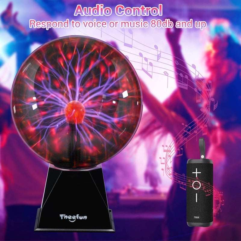 Theefun Plasma Ball: 8 Inch Plasma Globe Touch & Sound Sensitive Plasma Ball Lamp Electric Ball Lightning Novelty Light for Parties, Home, Prop, Decoration, Christmas Gifts - Image 4