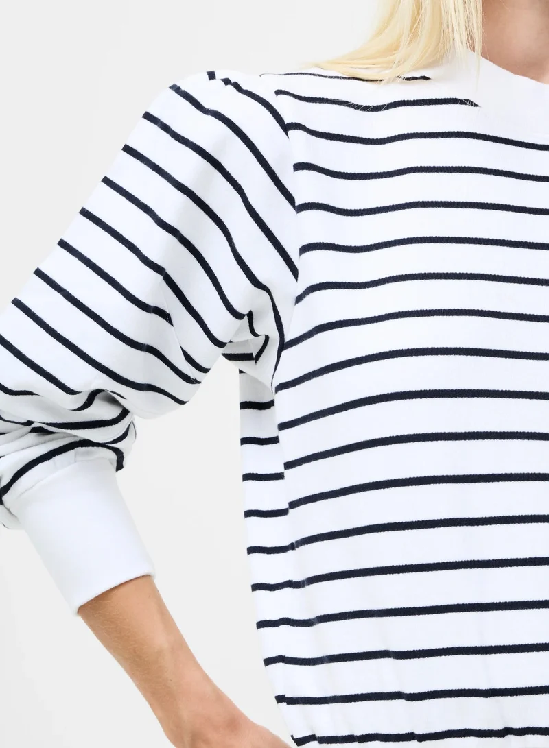 French Connection white Sunday Sweat Striped Sweatshirt for Women | Best Price UAE