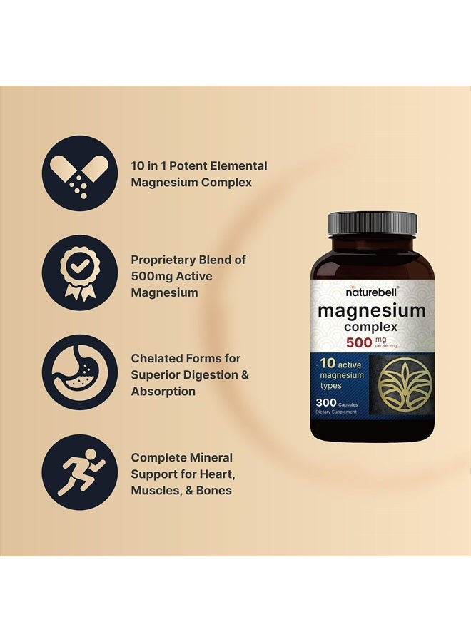 NatureBell Magnesium Complex Supplement 500mg, 300 Capsules - Image 3